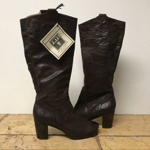 Tall dark brown leather Frye boots